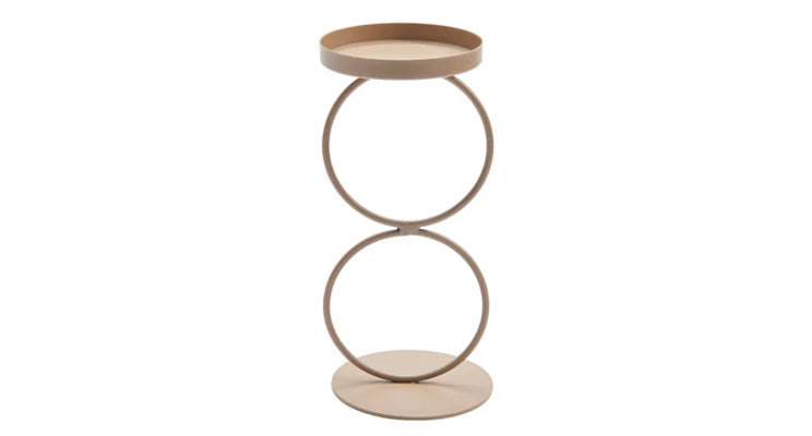 Metalen dubbelring kandelaar - taupe