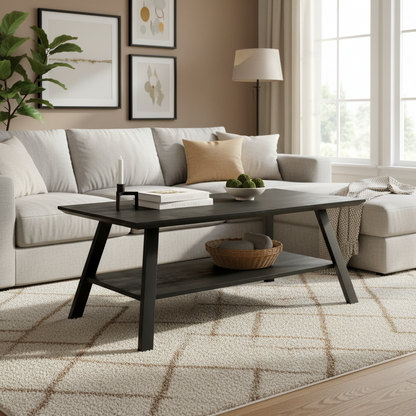 Salontafel Berlin Zwart met vak