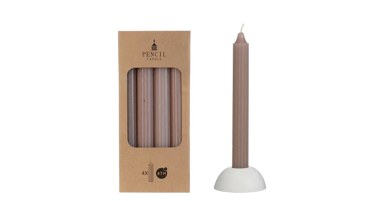Potlood kaarsen set van 4 - taupe