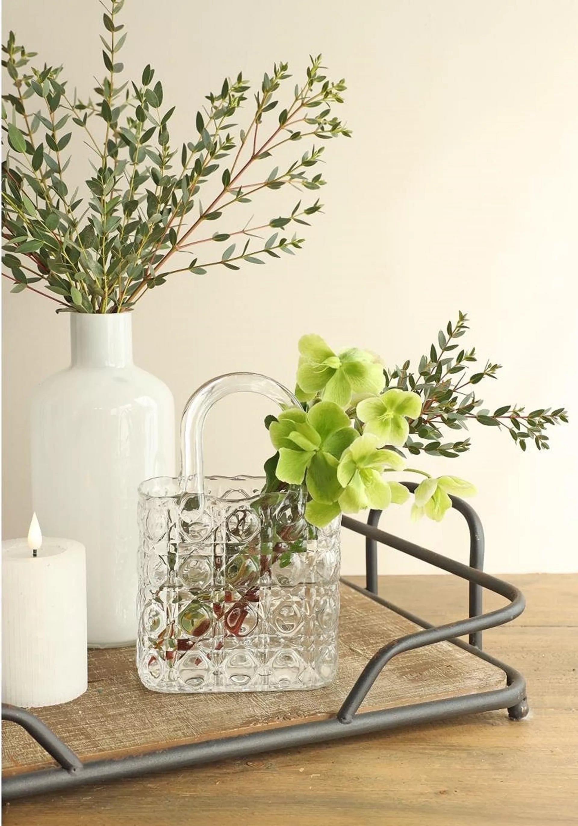 Glass handbag vase