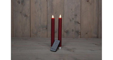 Led dinerkaarsen 2st Bordeaux