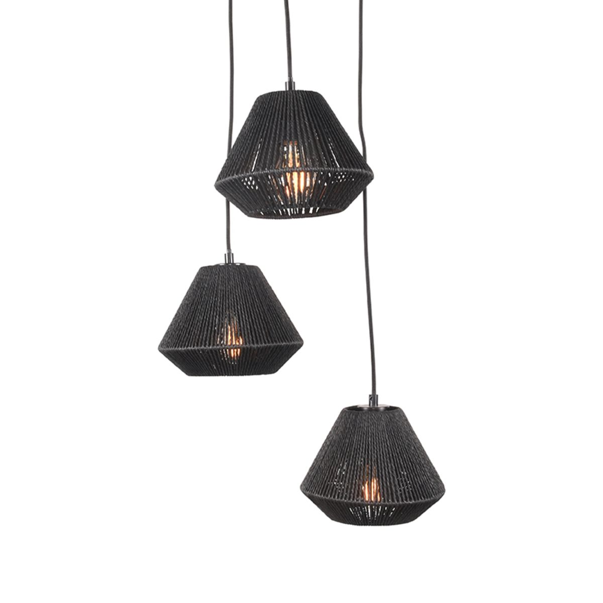 Hanglamp Ibiza Diamond 3-Lichts Zwart