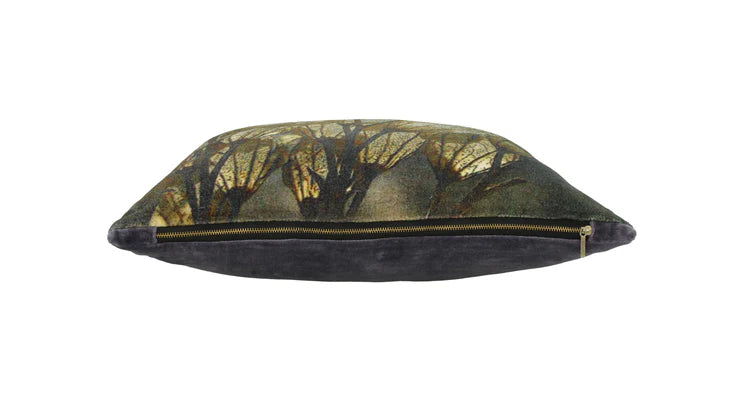 Kussen Bloemen Fluweel Bruin