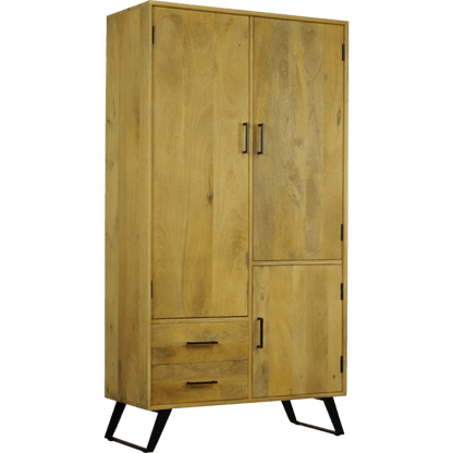 Boyd B 170 cm cabinet in natural wood finish with two doors and two drawers, ideal for storage and organization.