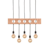 Hanglamp Timber 90x5x53 cm Zwart Metaal | Rough Mangohout