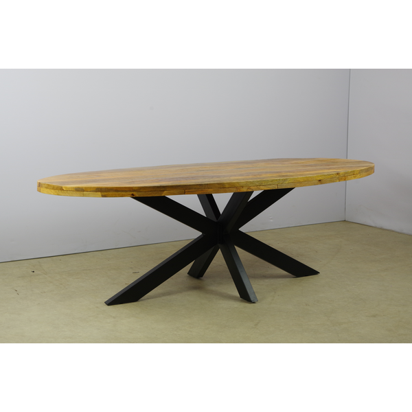 Eettafel mangohout ovaal + matrixpoot