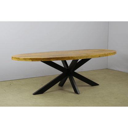 Mangohouten Eettafel Gerrit ovaal - 6 cm dik blad